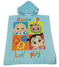 Tyrkysové froté osuškové pončo Cocomelon s kapucňou