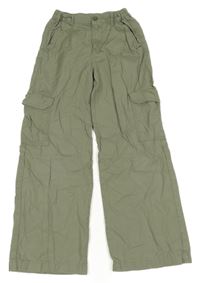 Khaki plátenné cargo nohavice H&M