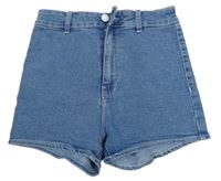 Modré elastické rifľové kraťasy Bershka