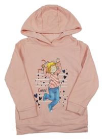 Světlerůžová mikina Conni s kapucí 