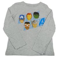 Šedé melírované triko s hrdiny Marvel
