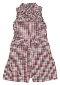 Červeno-modro-biele kockované košeľové šaty H&M