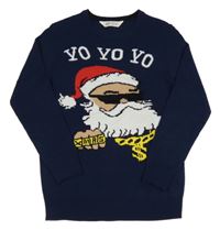 Tmavomodrý sveter so Santou H&M