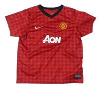 Červeno-černý kostkovaný funkční fotbalový dres Manchester United Nike