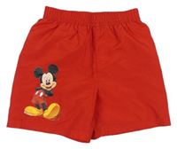 Červené plážové kraťasy s Mickey Disney