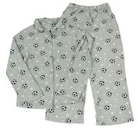 Sivé melírované flanelové pyžama s loptami a hviezdičkami Peacocks