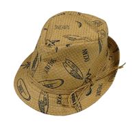 Béžový slaměný klobouk s palmami a surfy INFINITY KIDS