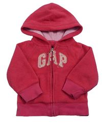 Tmavorůžová fleecová propínací mikina s logem a kapucí GAP