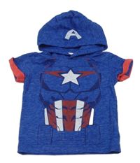 Safírovo-červené melírované tričko s kapucí - CAPTAIN AMERICA Next