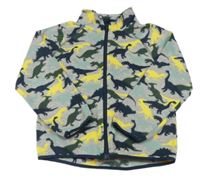 Sivá melírovaná fleecová prepínaci mikina s dinosaurami H&M