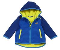 Cobaltovoě modro-tmavomodrá softshellová bunda s nápisom a kapucňou Liegelind