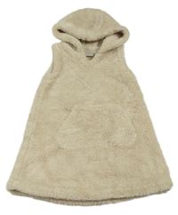 Béžové chlpaté šaty s kapucňou Next