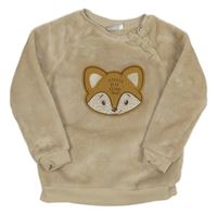 Béžová plyšová mikina s líškou so cute