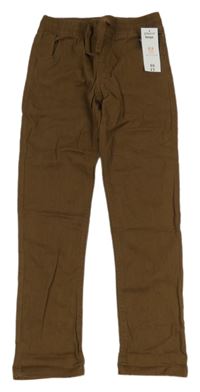 Nové - hnedé plátenné nohavice little kids