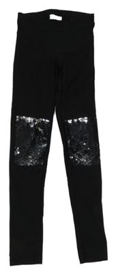 Černé džegíny s překlápěcími flitry H&M