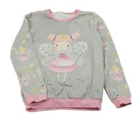 Svetlošedá -ružová melírovaná mikina s vílami