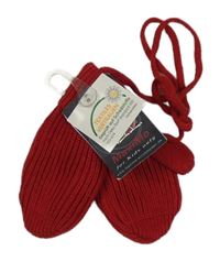 Nové - červené žebrované pletené palcové rukavice se šňůrkou Maximo