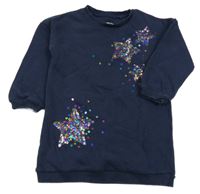 Tmavomodré teplákové šaty s hvězdičkami z flitrů F&F