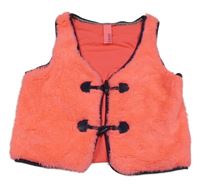 Křiklavě korálovo-černé kožešinové podšité bolérko B.NOSY