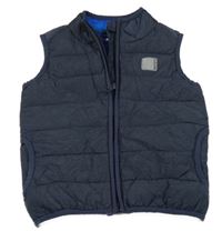 Tmavomodrá melírovaná kockovaná prešívaná šušťáková zateplená vesta S. Oliver