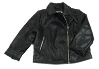 Čierny koženkový jarný krivák s golierikom PRIMARK