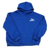 Zafírová tepláková mikina s písmenky a kapucňou