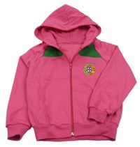 Tmavorůžovo/zelená prepínaci mikina so znakom a kapucňou