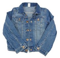 Modrá tepláková riflová crop bunda s límečkem H&M