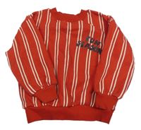 Červeno-biela pruhovaná oversize mikina s nápismi H&M