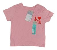 Nové - ružové tričko s nápisom a srdiečkom PRIMARK