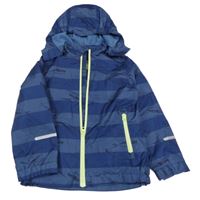 Tmavomodrá pruhovaná šušťáková jarná bunda s mořskými živočichy a odopínacíá kapucňou POCOPIANO