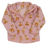 Růžová fleecová propínací mikina se srnkami a volánky St. Bernard