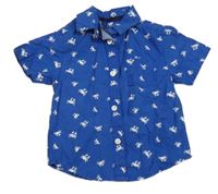 Zafírová košeľa s bielymi krabmi Rebel