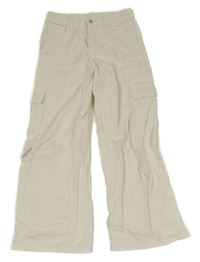 Smetanové cargo wide leg low waist rifle H&M