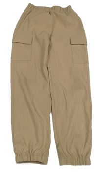 Béžové cargo cuff šušťákové nohavice SHEIN