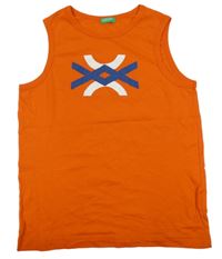 Tmavooranžové tielko s logom Benetton