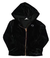 Čierna zamatová prepínaci mikina so srdiečkom a hviezdou a kamienkami a kapucňou RIVER ISLAND