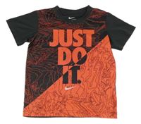 Černošedo-červené vzorované funkční tričko s nápisy a logem Nike