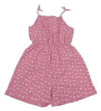 Ružový krepový letný overal s motýlikmi PRIMARK