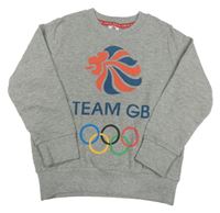Sivá melírovaná mikina so lvem a olympijskými kruhy
