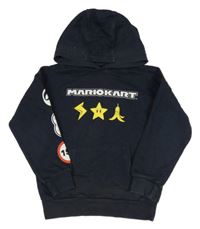 Tmavomodrá mikina s Máriem a vreckom a kapucňou