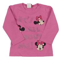 Ružové tričko s nápismi a Minnie Disney