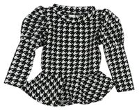 Krémovo-čierne kockované tričko Shein