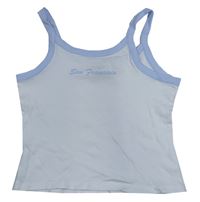 Biely rebrovaný crop top s nápisom H&M