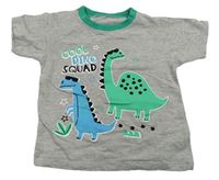 Sivé melírované tričko s dinosaurami