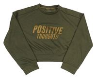 Khaki crop mikina s nápisom Zara