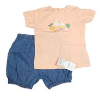 2set - Meruňkové tričko s kachnami + modré riflové kraťasy M&S