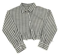 Antracitovo-bílá pruhovaná crop halenka Primark