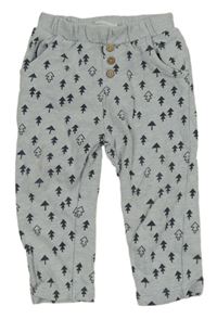 Šedé melírované tepláky se stromky a knoflíky Topomini