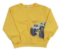 Žltá ľahká mikina s monster truckem Shein